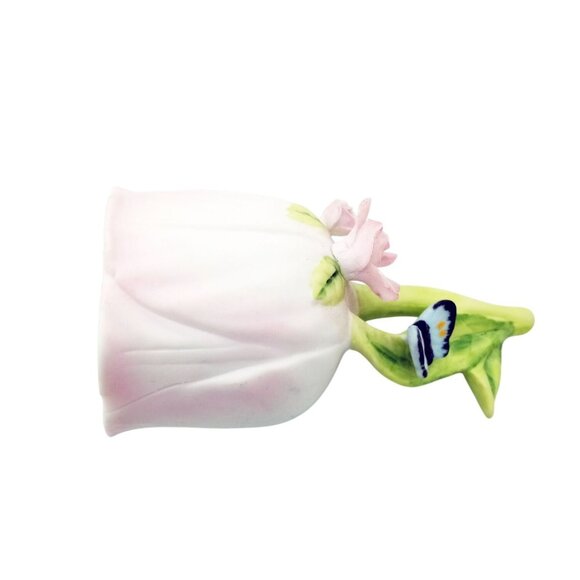 Porcelain Bell Lefton China Pink Rose Hand Painted Butterfly Vintage 1983 03569 - Picture 9 of 15